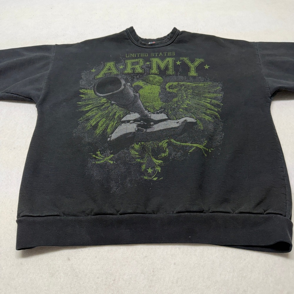 Vintage US Army Sweatshirt Graphic Tank Eagle USA Made Cotton Black Mens Size M - Picture 2 of 12